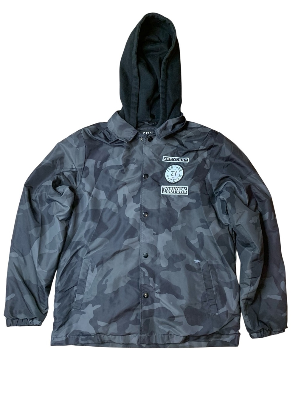 Zoo York Boys Youth Large Black & Gray Camo Hooded Windbreaker